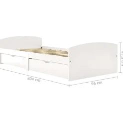 vidaXL - Bed frame incl. lades - Wit - Massief grenenhout - 90x200 cm