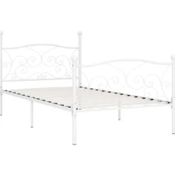 vidaXL - Bed frame met artistiek hoofdeinde - Wit - Metaal - 90x200 cm