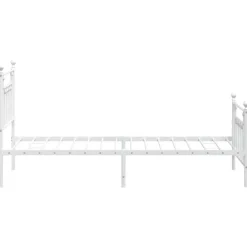 1-Persoons Bedden-vidaXL - Bed frame met hoofd- en voeteneinde - Wit - Metaal - 90x200 cm