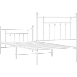 1-Persoons Bedden-vidaXL - Bed frame met hoofd- en voeteneinde - Wit - Metaal - 90x200 cm