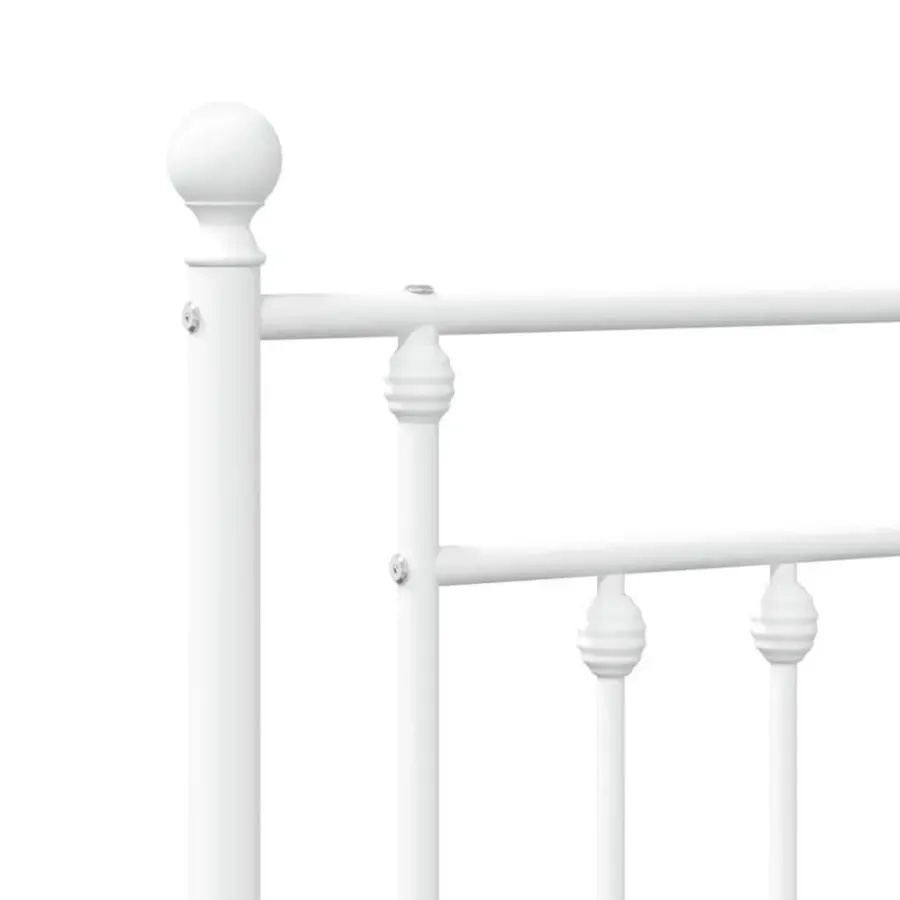 1-Persoons Bedden-vidaXL - Bed frame met hoofd- en voeteneinde - Wit - Metaal - 90x200 cm