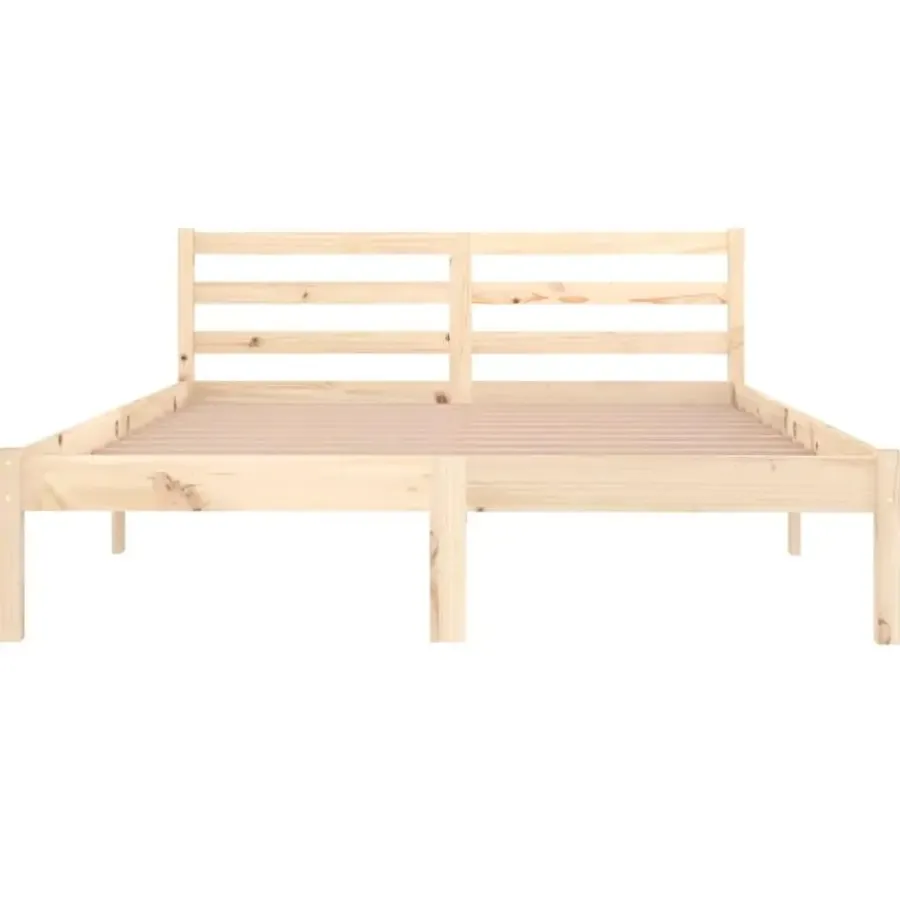 Twijfelaars-vidaXL - Bed frame met hoofdbord - Naturel - Massief grenenhout - 140x200 cm