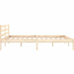 Twijfelaars-vidaXL - Bed frame met hoofdbord - Naturel - Massief grenenhout - 140x200 cm