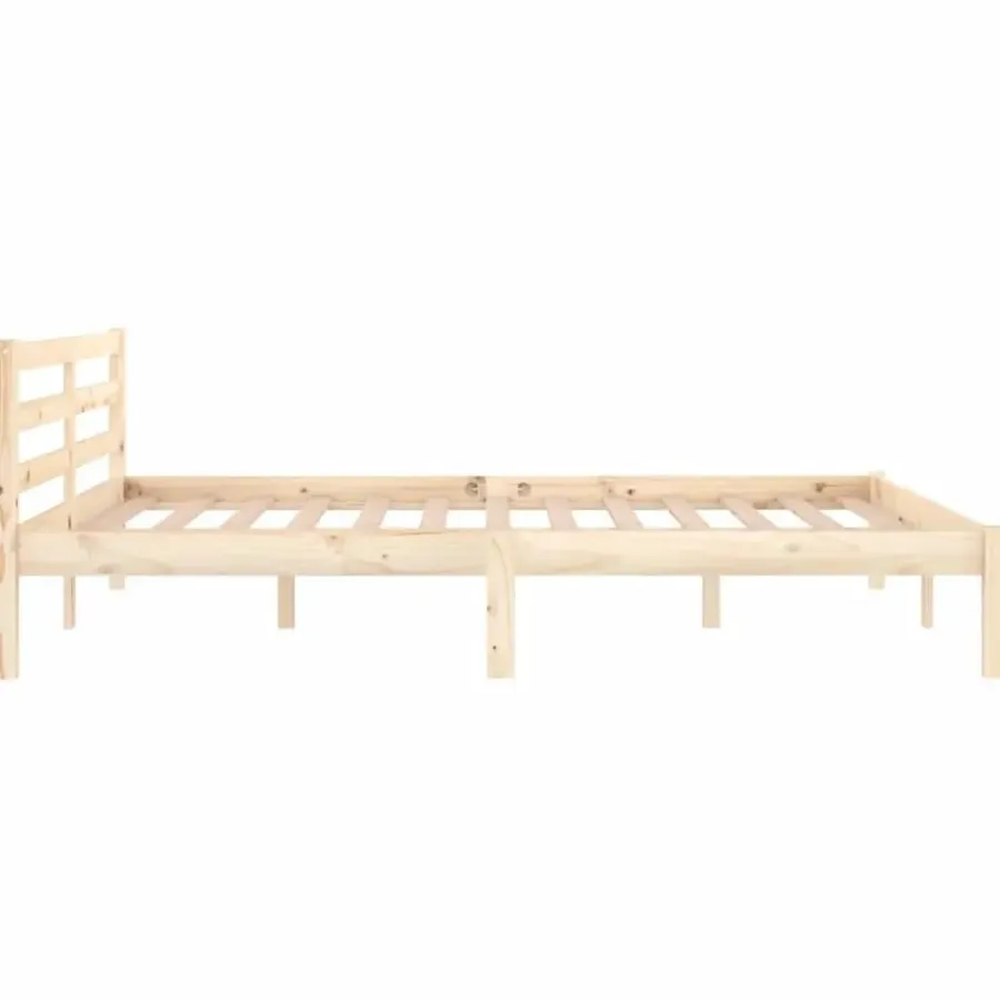 Twijfelaars-vidaXL - Bed frame met hoofdbord - Naturel - Massief grenenhout - 140x200 cm