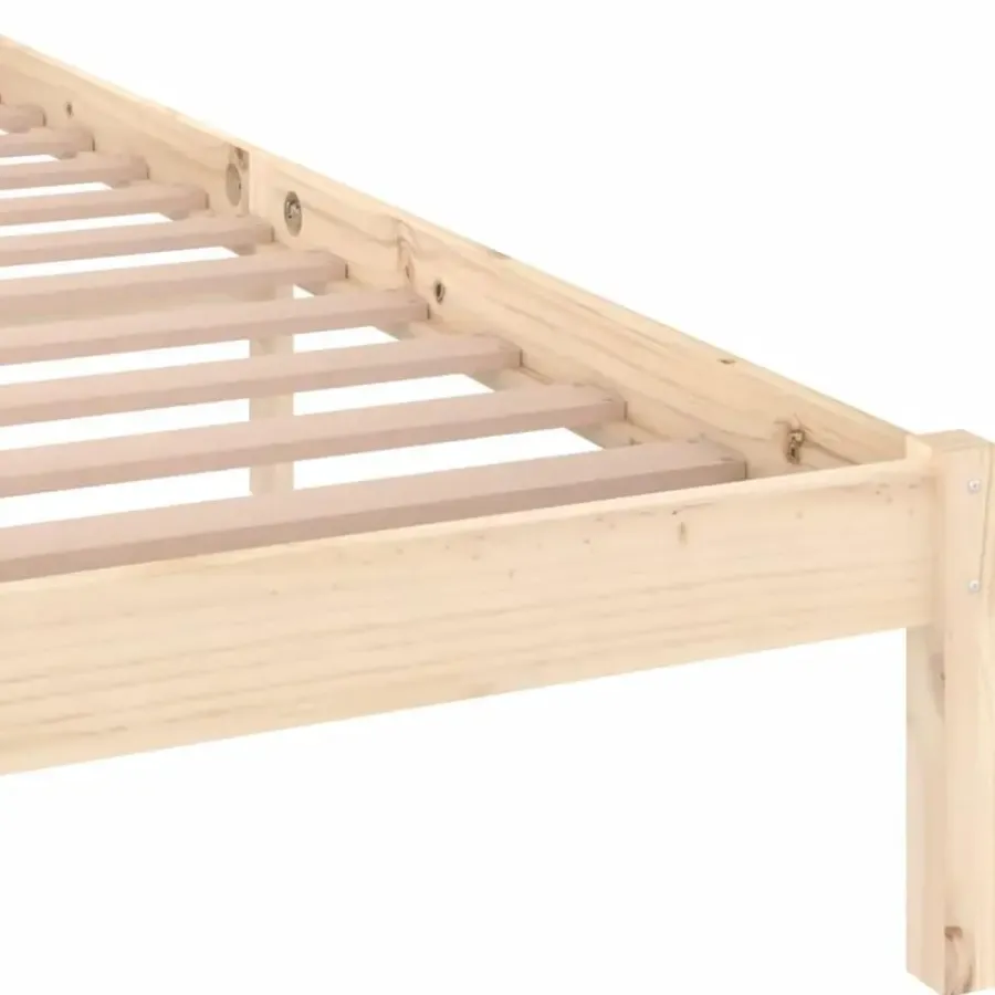 Twijfelaars-vidaXL - Bed frame met hoofdbord - Naturel - Massief grenenhout - 140x200 cm