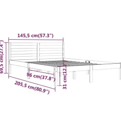 Twijfelaars-vidaXL - Bed frame met hoofdbord - Naturel - Massief grenenhout - 140x200 cm