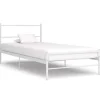 1-Persoons Bedden-vidaXL - Bed frame met hoofdeinde - Wit - Metaal - 90 x 200 cm