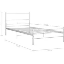 1-Persoons Bedden-vidaXL - Bed frame met hoofdeinde - Wit - Metaal - 90 x 200 cm