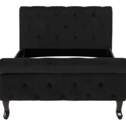 1-Persoons Bedden-vidaXL - Bed frame met hoofdbord - Zwart - Fluweel - 90x200 cm