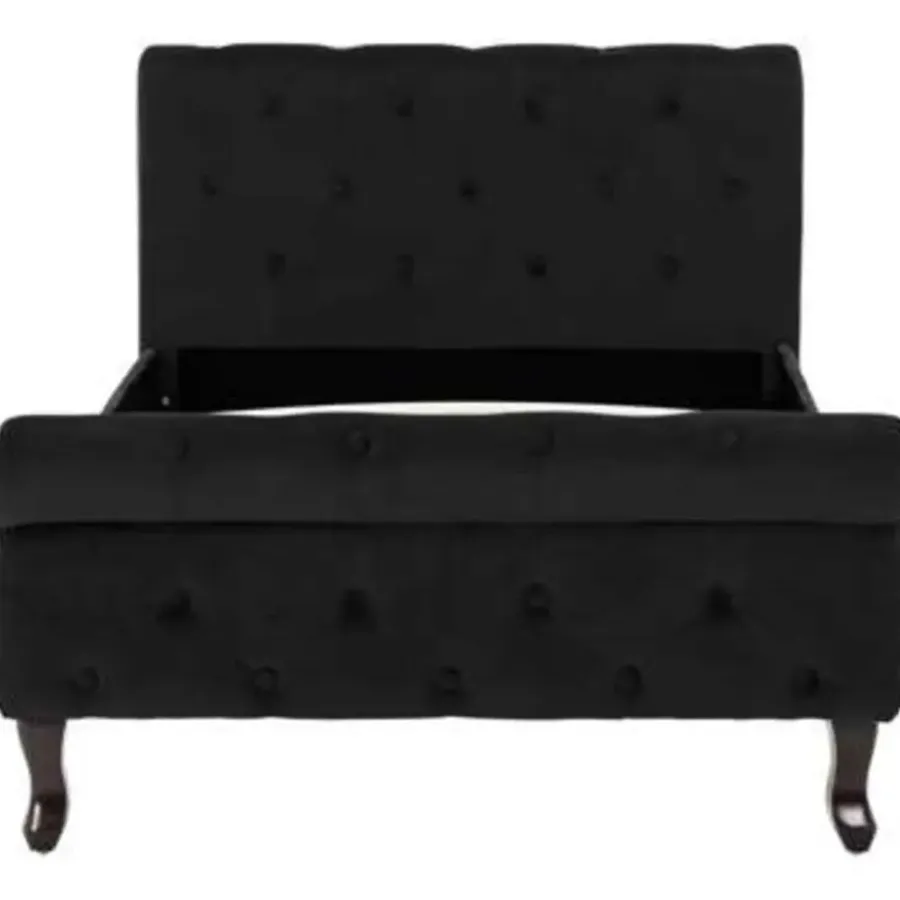 1-Persoons Bedden-vidaXL - Bed frame met hoofdbord - Zwart - Fluweel - 90x200 cm
