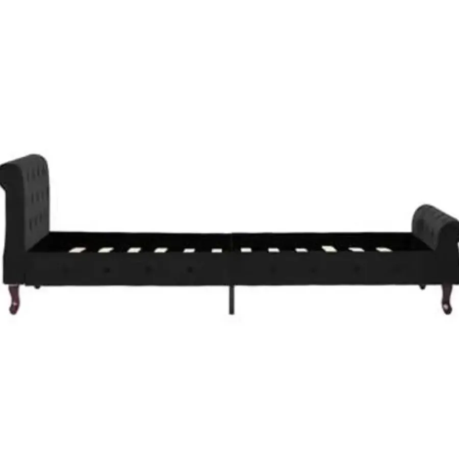 1-Persoons Bedden-vidaXL - Bed frame met hoofdbord - Zwart - Fluweel - 90x200 cm