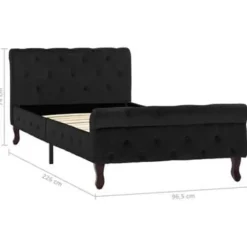 1-Persoons Bedden-vidaXL - Bed frame met hoofdbord - Zwart - Fluweel - 90x200 cm