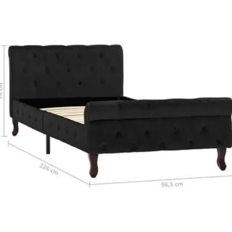 1-Persoons Bedden-vidaXL - Bed frame met hoofdbord - Zwart - Fluweel - 90x200 cm