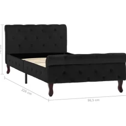1-Persoons Bedden-vidaXL - Bed frame met hoofdbord - Zwart - Fluweel - 90x200 cm