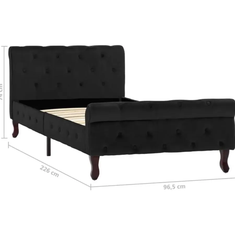 1-Persoons Bedden-vidaXL - Bed frame met hoofdbord - Zwart - Fluweel - 90x200 cm