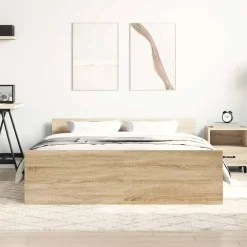 Twijfelaars-vidaXL - Bed frame met hoofd- en voeteneinde - sonoma eikenkleur - 140x200 cm