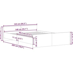 Twijfelaars-vidaXL - Bed frame met hoofd- en voeteneinde - sonoma eikenkleur - 140x200 cm