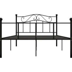 Twijfelaars-vidaXL - Bed frame met hoofdeinde - Zwart - Metaal - 120x200 cm