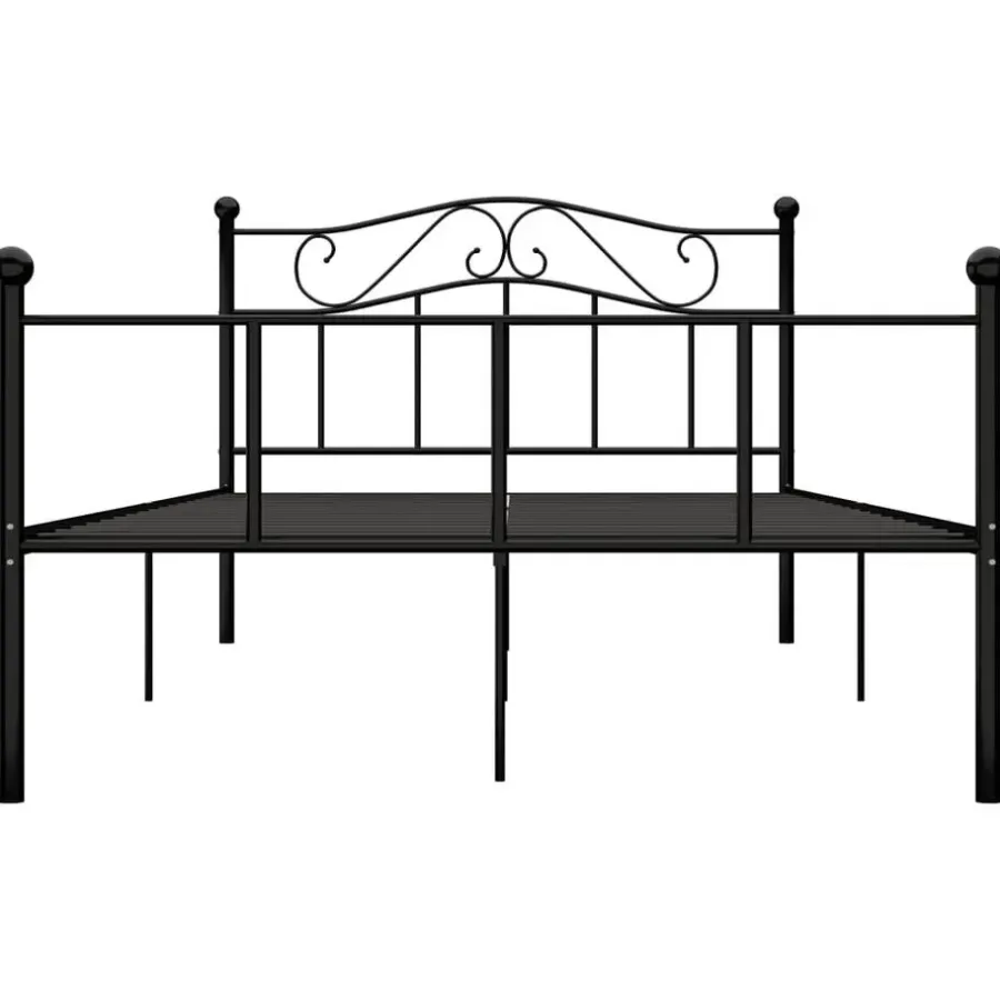 Twijfelaars-vidaXL - Bed frame met hoofdeinde - Zwart - Metaal - 120x200 cm