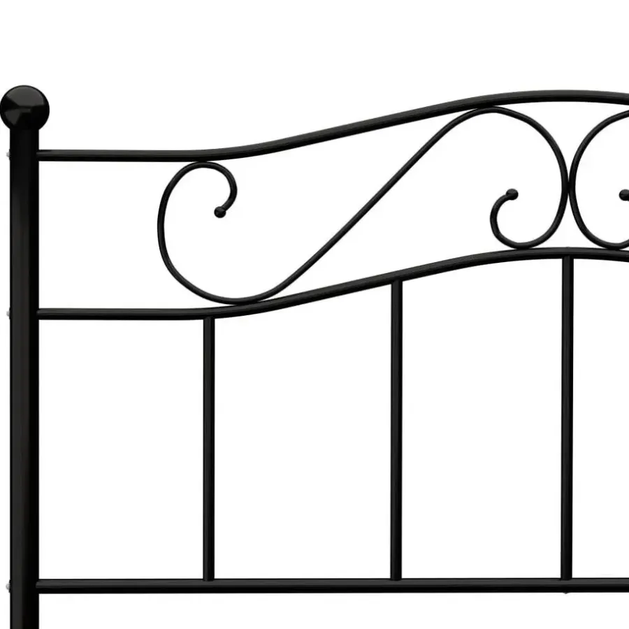 Twijfelaars-vidaXL - Bed frame met hoofdeinde - Zwart - Metaal - 120x200 cm