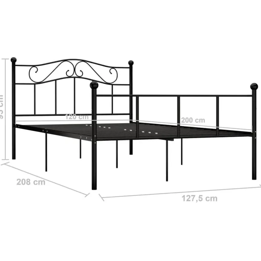 Twijfelaars-vidaXL - Bed frame met hoofdeinde - Zwart - Metaal - 120x200 cm