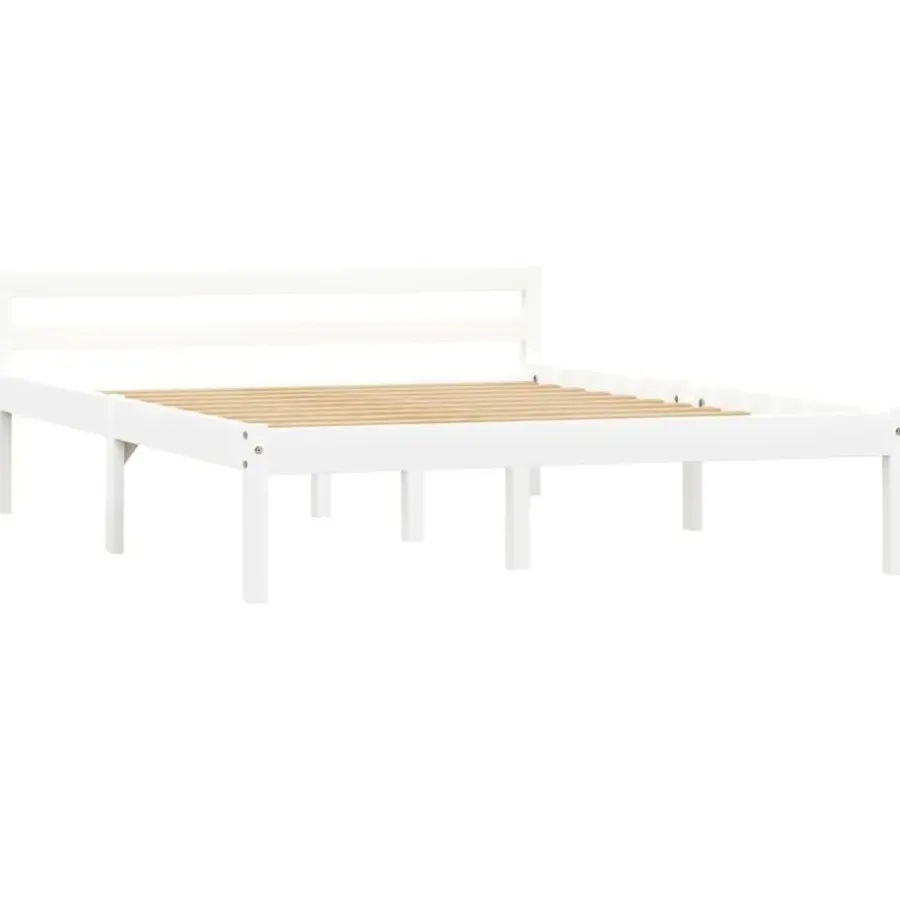 vidaXL - Bed frame met hoofdeinde - Wit - Massief grenenhout - 140x200 cm