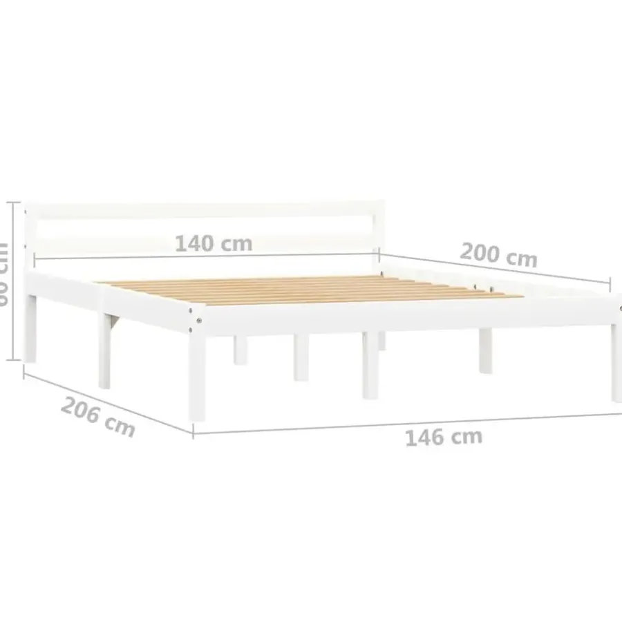 vidaXL - Bed frame met hoofdeinde - Wit - Massief grenenhout - 140x200 cm