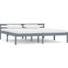 2-Persoons Bedden-vidaXL - Bed frame met hoofdeinde - Grijs - Massief grenenhout - 160x200 cm