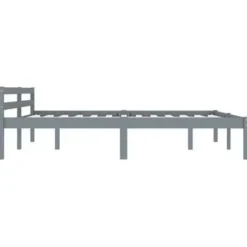 2-Persoons Bedden-vidaXL - Bed frame met hoofdeinde - Grijs - Massief grenenhout - 160x200 cm