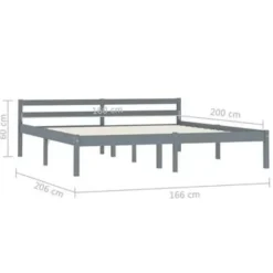 2-Persoons Bedden-vidaXL - Bed frame met hoofdeinde - Grijs - Massief grenenhout - 160x200 cm