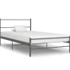 vidaXL - Bed frame met hoofdeinde - Grijs - Metaal - 90x200 cm