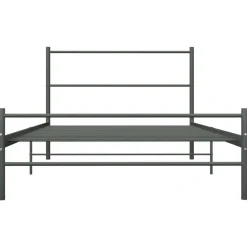 vidaXL - Bed frame met hoofdeinde - Grijs - Metaal - 90x200 cm