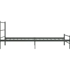 vidaXL - Bed frame met hoofdeinde - Grijs - Metaal - 90x200 cm