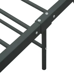 vidaXL - Bed frame met hoofdeinde - Grijs - Metaal - 90x200 cm