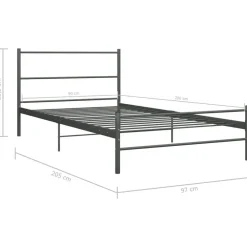 vidaXL - Bed frame met hoofdeinde - Grijs - Metaal - 90x200 cm