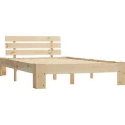 Twijfelaars-vidaXL - Bed frame met hoofdeinde - Bruin - Massief grenenhout - 120x200 cm