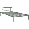 1-Persoons Bedden-vidaXL - Bed frame met hoofdeinde - Grijs - Metaal - 90x200 cm