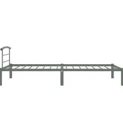 1-Persoons Bedden-vidaXL - Bed frame met hoofdeinde - Grijs - Metaal - 90x200 cm