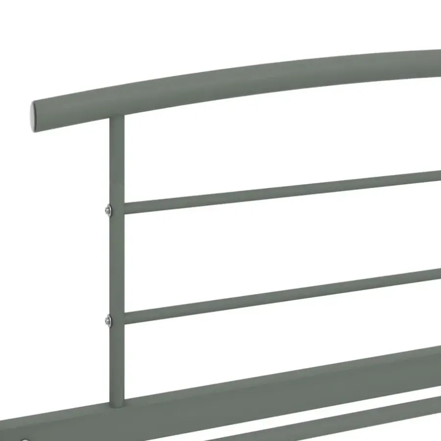 1-Persoons Bedden-vidaXL - Bed frame met hoofdeinde - Grijs - Metaal - 90x200 cm