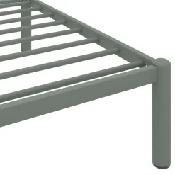 1-Persoons Bedden-vidaXL - Bed frame met hoofdeinde - Grijs - Metaal - 90x200 cm