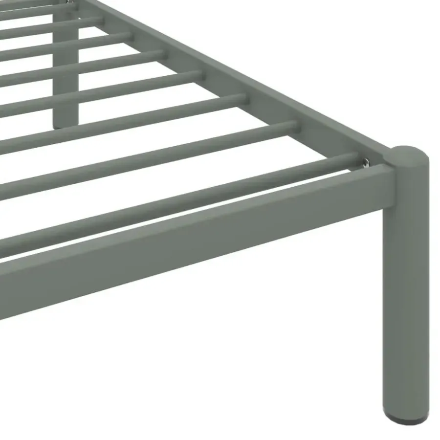 1-Persoons Bedden-vidaXL - Bed frame met hoofdeinde - Grijs - Metaal - 90x200 cm