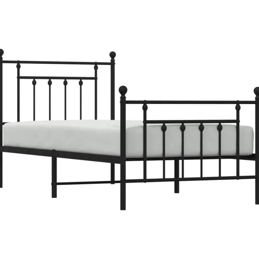 1-Persoons Bedden-vidaXL - Bed frame met hoofd- en voeteneinde - Zwart - Metaal - 90x190 cm