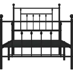 1-Persoons Bedden-vidaXL - Bed frame met hoofd- en voeteneinde - Zwart - Metaal - 90x190 cm