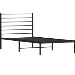 1-Persoons Bedden-vidaXL - Bed frame met hoofdbord - Zwart - Metaal - 90x200 cm