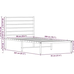 1-Persoons Bedden-vidaXL - Bed frame met hoofdbord - Zwart - Metaal - 90x200 cm