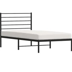 1-Persoons Bedden-vidaXL - Bed frame met hoofdbord - Zwart - Metaal - 90x200 cm