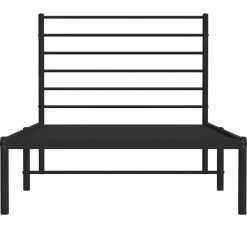 1-Persoons Bedden-vidaXL - Bed frame met hoofdbord - Zwart - Metaal - 90x200 cm