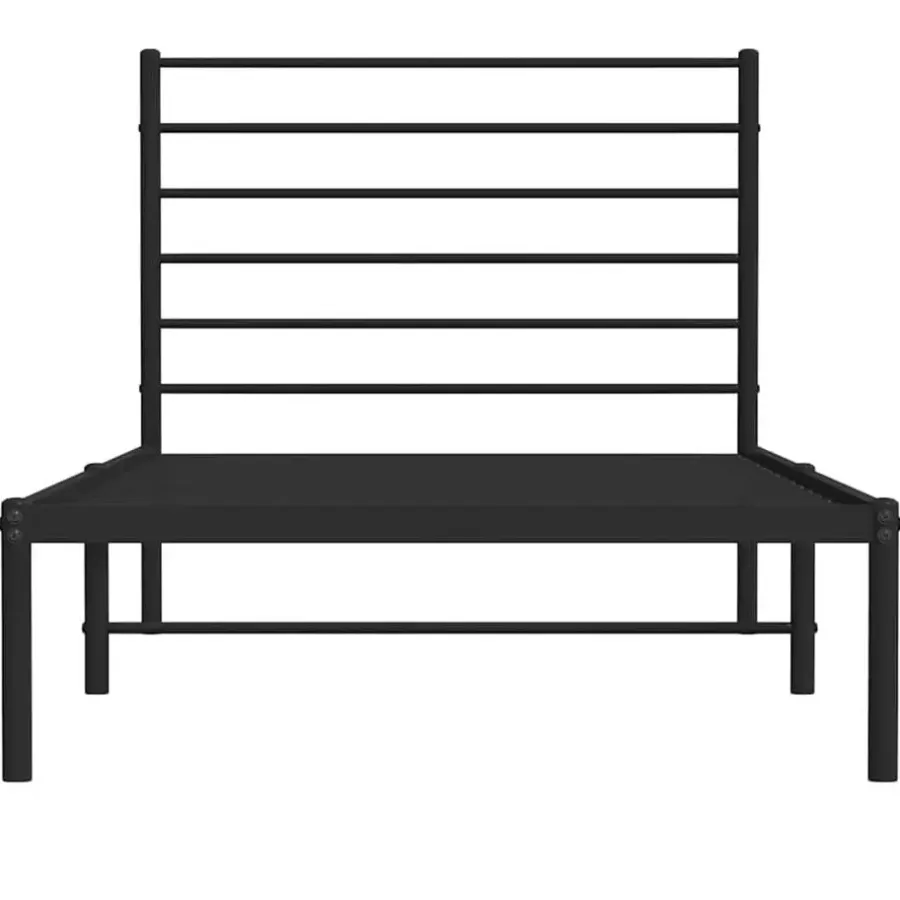 1-Persoons Bedden-vidaXL - Bed frame met hoofdbord - Zwart - Metaal - 90x200 cm