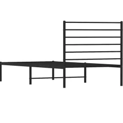 1-Persoons Bedden-vidaXL - Bed frame met hoofdbord - Zwart - Metaal - 90x200 cm