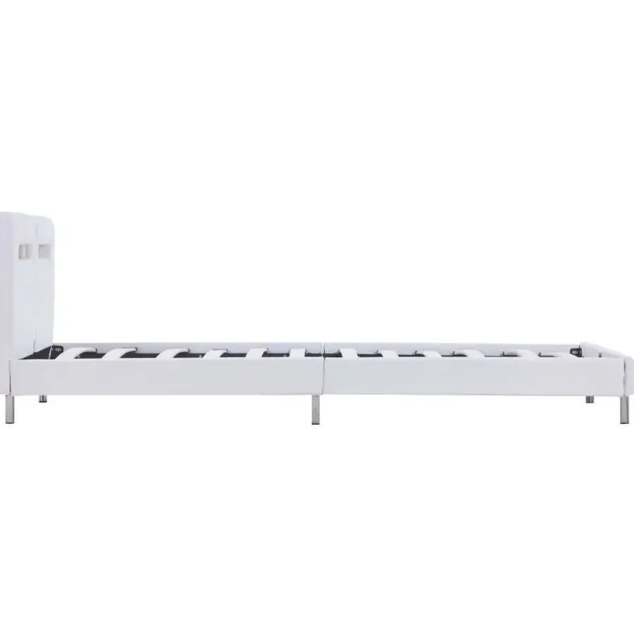 1-Persoons Bedden-vidaXL - Bed frame met hoofdeinde - LED - Wit -kunstleer - 90x200 cm